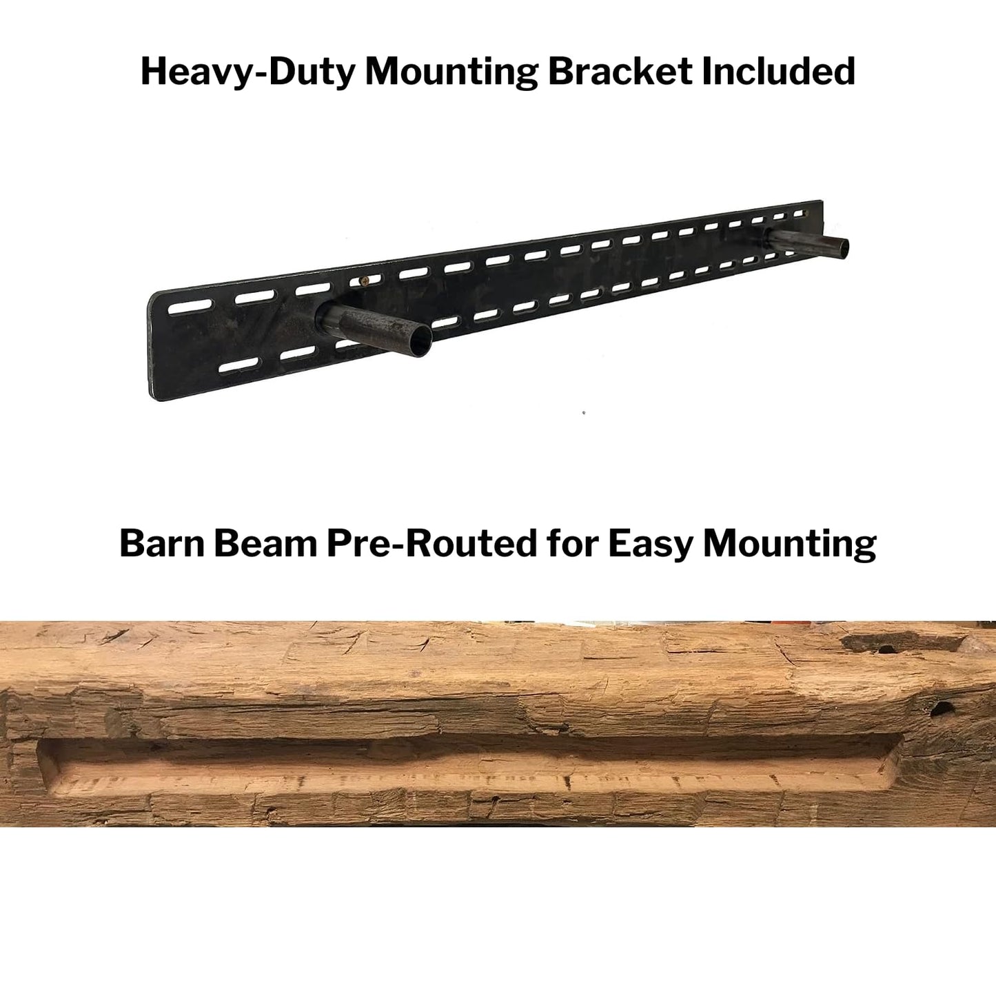 Modern Timber Craft Hand Hewn Wood Barn Beam Fireplace Mantel Shelf - Certified Reclaimed American Barnwood Floating Rustic Shelving, 60 Inches