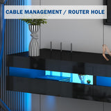 ANTISTA Floating TV Stand | 94.5'' Long Wall Mounted TV Shelf with Power Outlet, Modern Wooden Entertainment Center Media Console with Storage, High Gloss Large TV Cabinet, Up to 100 Inch TVS ANTISTA