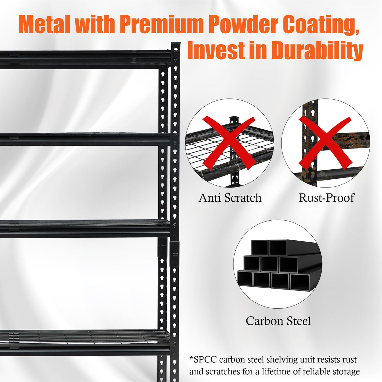 Heavy Duty Garage Shelving Units,5-Tier Adjustable Storage Shelves,60 in L x 24 in W x 72 in H,Loads 2000 LBSS,Adjustable Garage Storage Shelving, Metal Storage Utility Rack Shelf Unit Garvee