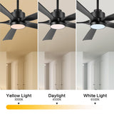 ELEHINSER 60" Modern Ceiling Fan with Lights and Remote Control, 5 Solid Wood Blades 6-Speed Noiseless Reversible DC Motor, Ceiling Fan for Bedroom Dinning Living Room, Black ELEHINSER