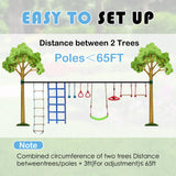 Bronkige Ninja Warrior Obstacle Course for Kids - 10 Outdoor Warrior Obstacles with 65FT Slackline Kit, Monkey Bars, Climbing Net, Swing, Trapeze, Rope Ladder Bronkige