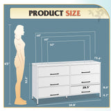 WLIVE White TV Stand for 60, 65, 70 inch TV, Large Entertainment Center with 6 Fabric Drawer, TV Media Console Table with Wood Top, Adjustable Feet for Living Room, WLIVE