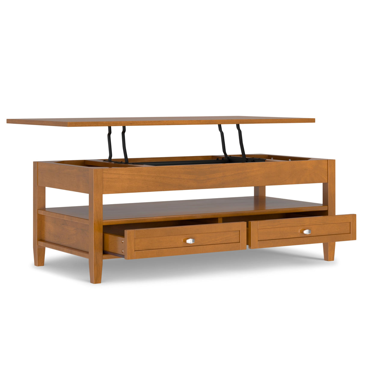 SIMPLIHOME Warm Shaker SOLID WOOD Wide Rectangle Transitional Lift Top Coffee Table for The Living Family Room, 48 inch, Light Golden Brown SIMPLIHOME