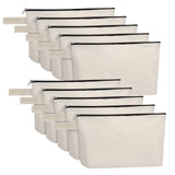 Sinzip 10 Pieces Cotton Canvas Makeup Bag with Bottom, Multi-Purpose Cosmetic Bag with Zipper Travel Toiletry Pouch, Blank DIY Craft Bag Pencil Bag (M, White), MN-WB07 Sinzip