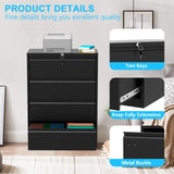 Euker 52inch High 4 Drawer Metal Lateral Filing Cabinet - File Cabinets, Lockable Storage, Organizes Hanging Files (Letter/Legal/F4/A4 Size), Requires Assembly, Visit The Letaya Store Euker