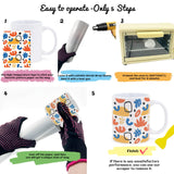 Daily Treasures 5×10"Sublimation Shrink Wrap Sleeve Set(50pcs),Heat Shrink Wrap with PET Tape&Scraper&Heat Resistant Gloves,Heat Shrink Film,Sublimation Wraps For 20oz Tumblers Mugs Cups Jars Cosmetic Daily Treasures