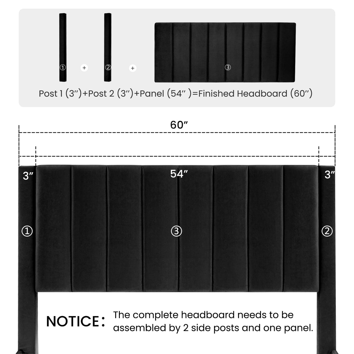 SHA CERLIN Queen Bed Frame/Velvet Upholstered Platform Bed Frame with Headboard/Strong Wood Slats Support/Mattress Foundation/No Box Spring Needed - Black SHA CERLIN