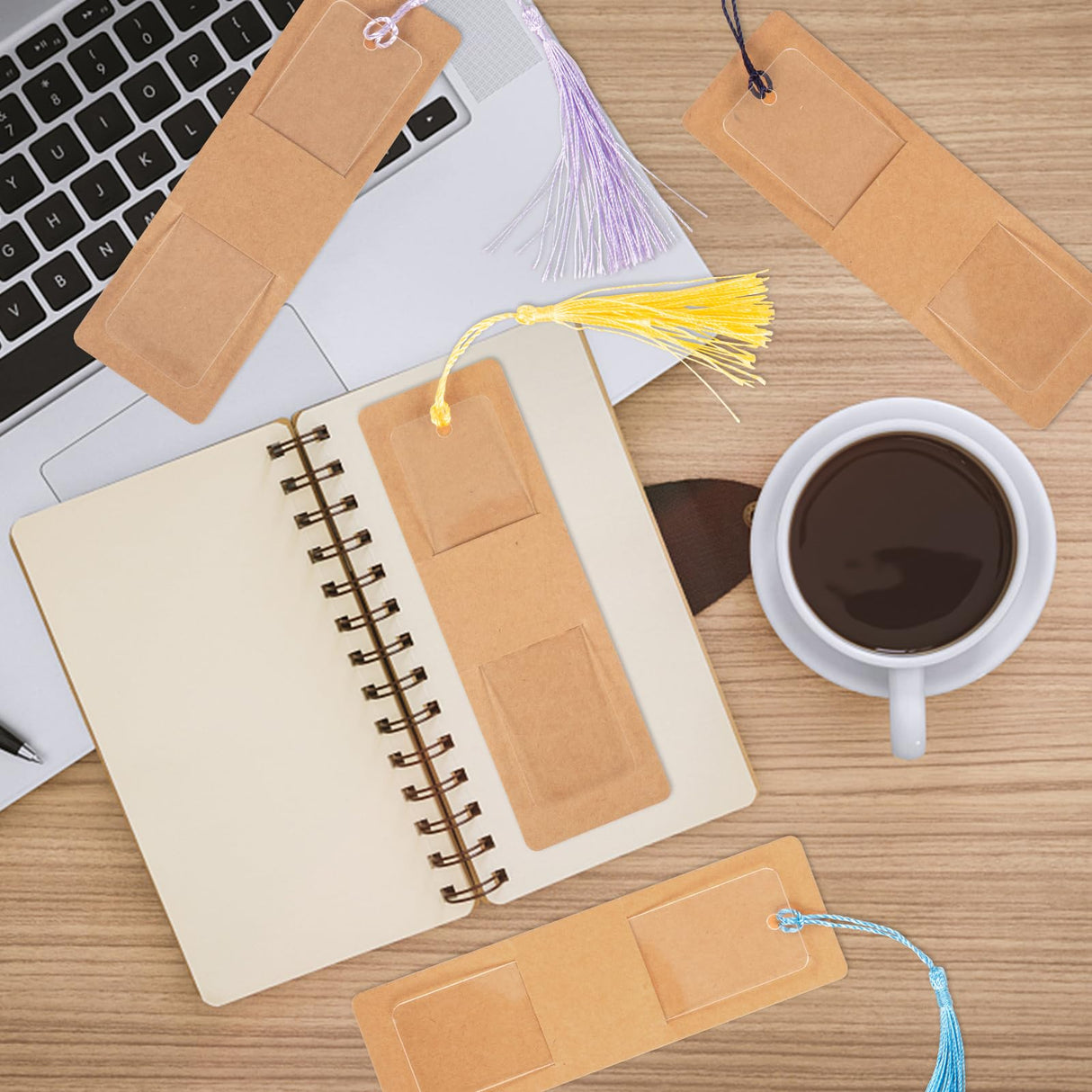 120 Pieces Acrylic Bookmark Blanks, 40 Pcs Kraft Bookmark Sleeves Holder 40 Pcs Clear Acrylic Bookmarks 40 Pcs Colorful Tassels Bulk fuceury