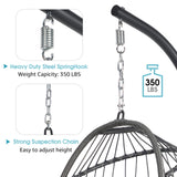 Patiorama Indoor Outdoor Egg Swing Chair with Stand, Patio Grey Wicker Rattan Hanging Chair with Rope Back, Cushion,Cover,All Weather Foldable Hammock Chair for Bedroom, Garden (Light Grey) Patiorama