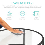 Best Choice Products 36in Modern Round Tempered Glass Accent Side Coffee Table for Living Room, Dining Room, Tea, Home Décor w/Metal Frame, Non-Marring Foot Caps - Black Best Choice Products