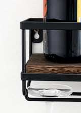 Mkono Wall Mounted Wine Rack - Bottle & Glass Holder Wood Rustic Floating Racks with Stemware Hanger Modern Plants Photos Wine Bottles Display Wall Storage Shelf for Kitchen Dining Room Home Bar Mkono