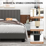 Giantex Modern Upholstered Queen Size Bed Frame with Linen Headboard and Solid Wood Legs Giantex