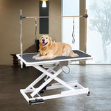 50 inch Professional Electric Dog Grooming Table - Height Adjustable Pet Grooming Table w/Grooming Arm, Anti Slip Tabletop & Powerful Motor, Heavy Duty Dog Grooming Station, White Ufyerutg