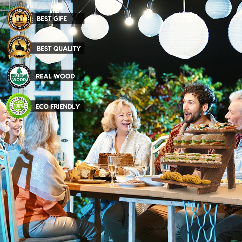 Manspdier Wooden Display Stand Wood Cupcake Stands Tool Free, Rustic Risers for Display Ideal Craft Funko Pop Shelves Table Display Stand for Vendors Wood Riser Manspdier