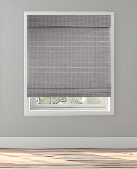 TJ Global Cordless Bamboo Window Blind Sun Shade, Light Filtering Roman Shades (Grey, W24 x L72) TJ Global