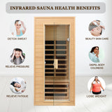 Kanlanth 1 Person Infrared Sauna, Low EMF FAR Infrared Sauna for Home, 1,200watt, Canadian Hemlock, Indoor Saunas with LED Reading Lamp, LCD Display-Control, Bluetooth Audio Kanlanth
