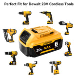 Wryfzxd Replacement for Dewalt 20V MAX Battery 6.0Ah Compatible with Dewalt 20V Battery Lithium Replacement for Dewalt 20 Volt Battery DCB205 DCB204 DCB207 Compatible with Dewalt Battery 20V 4Packs Wryfzxd