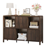 FATORRI 6 Cube Storage Organizer Book Shelf, Horizontal Bookshelf with 3 Doors, 3 Tier Wooden Bookcase for Living Room, Home Office (Dark Walnut) FATORRI