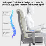 Efomao Big and Tall Office Chair 450lbs, Ergonomic Office Chair, Executive Office Chair for Heavy People, Computer Chair with Foot Rest, High Back Office Chair, PU Leather White Office Chair Efomao