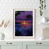 hyzsj Paint by Numbers Kit for Adults with Frame,Sea Animal Paint by Numbers for Adults, Paint by Number with Easel, DIY Paint by Number Kits for Home Wall Decor（Sunset 11.8x15.7inch hyzsj