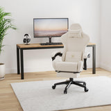 GTPLAYER Gaming Chair, Computer Chair with Footrest and Bluetooth Speakers, High Back Ergonomic Gaming Chair, Reclining Gaming Chair with Linkage Armrests for Adults by GTRacing (Leather, Ivory) GTPLAYER