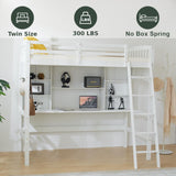 VINGLI Space-Saving Twin Loft Bed with Desk & Bookshelf for Kids and Teens VINGLI