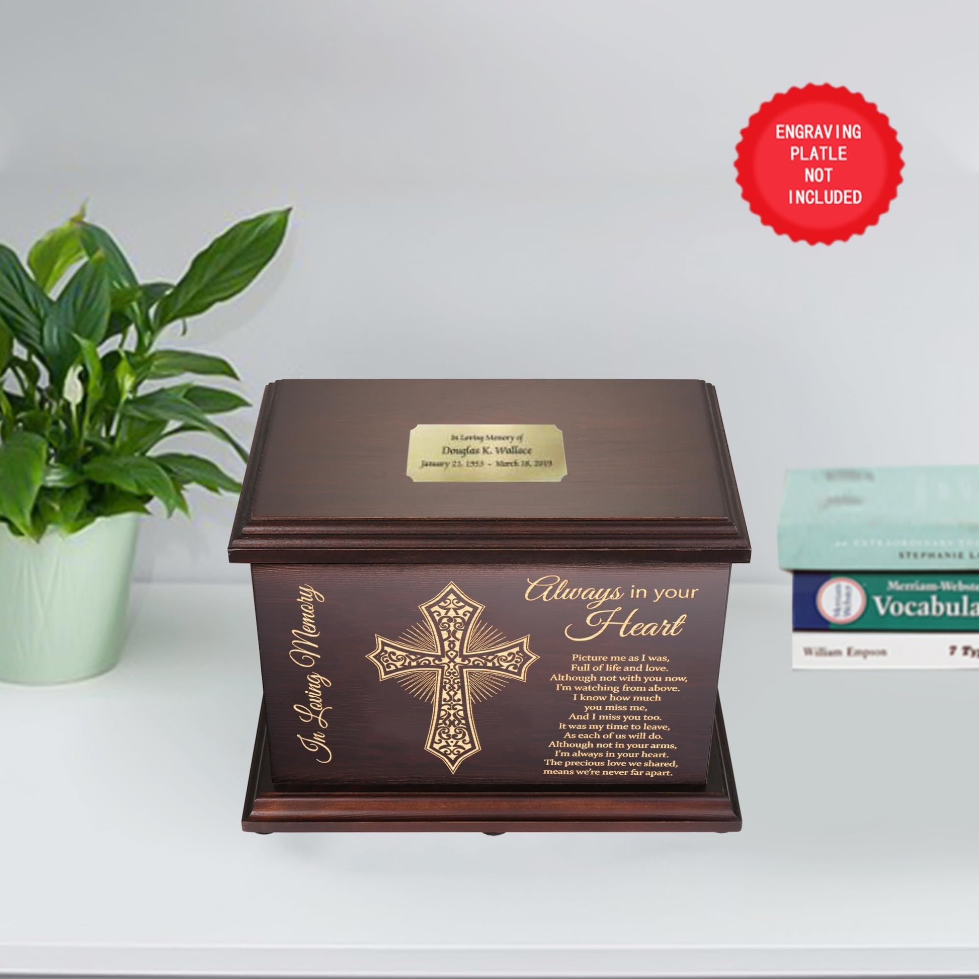 Cremation Memorial Urns for Human Ashes Adult Male Female, Wooden Urns Box and Casket for Ashes Men Women Child, Large Burial Funeral Urns for Ashes, Holds Up to 270 LBS - WoodArtSupply