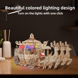 3D Wooden Pumpkin Cart Model Kits, Brainteaser and Puzzle, Vintage Wooden Jigsaw Puzzles with Music Box and LED Light, Wooden Model Kits for Kids, Model Car Kits Wooden 3D Puzzles SANCOOMEER