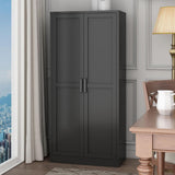 MIOCASA Metal Pantry Cabinet with Adjustable Shelves, Heavy-Duty Metal Storage Cabinet with 2 Doors Organizer for Kitchen, Office, Garage (Black) MIOCASA