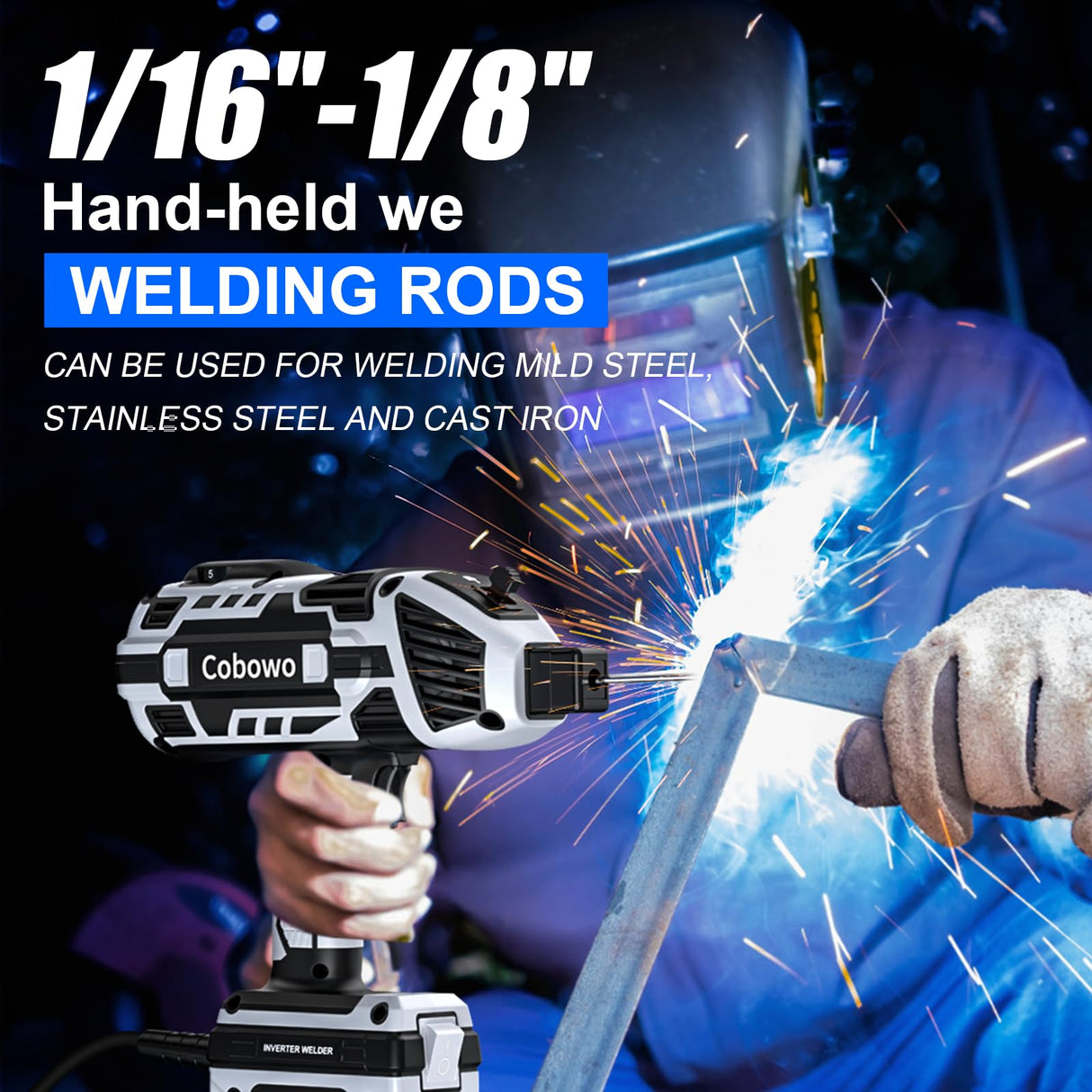 Portable Electric Welding Machine, Upgraded 110V ARC Welder, 20-120A, IGBT Inverter, 6 Variable Currents, Welding Tool for 3/32"-1/8" Rod. Perfect Gift for DIY, Repairs, Metal Fabrication, Automotive Cobowo