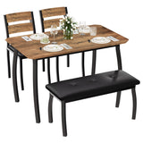 SLEKVERSA 4 Piece Farmhouse Dining Table Set for 4, Space Saving Rustic Kitchen Table with 2 Padded Chairs & Bench, Small Breakfast Nook Furniture Set for Dining Rooms, Apartments, Vintage SLEKVERSA