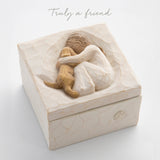 Willow Tree True, Truly a Friend, Box for Jewelry and Treasures with Bas-Relief Carving of Girl with Puppy Dog, Sculpted Hand-Painted Keepsake Box Willow Tree