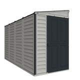 Duramax SideMate 4x10 FT PVC Resin Outdoor Garden Lean-to Storage Shed with Foundation Kit – All-Weather Vinyl Storage, Heavy-Duty Construction, Maintenance-Free, Adobe with Gray Trim DURAMAX