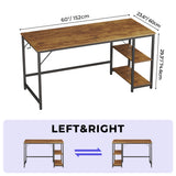 JOISCOPE Home Office Computer Desk with Wooden Storage Shelf, Office Desk and Gaming Table with Splice Board, 2-Tier Industrial Morden Laptop Study Writing Desk, 60 x 24 inches (Vintage Oak) JOISCOPE