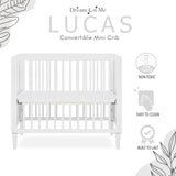 Dream On Me Lucas Mini Modern Crib with Rounded Spindles in White , 39x25.5x33 Inch (Pack of 1) Dream On Me