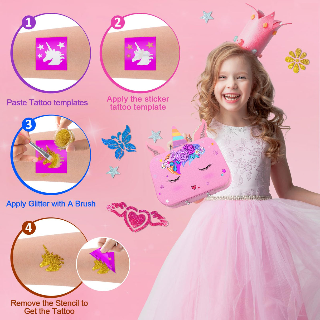 Kids Nail Polish Set for Girls, Nail Art Kit with Nail Dryer & DIY Nail Stickers, Nail Kit Toys for Girls with Non-Toxic Nail Polish,Age 3-12 Little Girl Gift Toys Websonaw