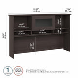 Bush Furniture Cabot 60W Desk Hutch with Shelves and Cabinet in Heather Gray Bush Business Furniture