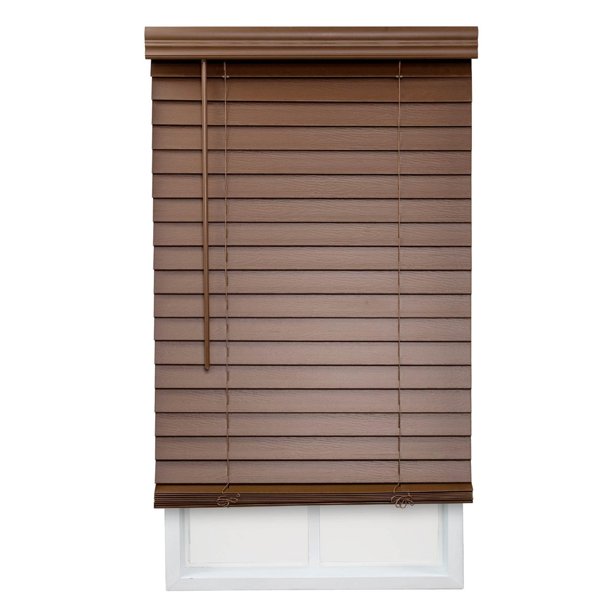 DEZ FURNISHINGS Cordless 2" Faux Wood Blind, 31" W x 72" H, Dark Oak DEZ FURNISHINGS