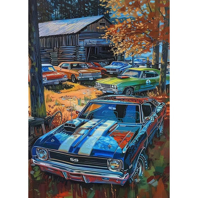 Sanjee Diamond Painting Kits for Adults, 5D DIY Cars Round Full Drill Diamond Dots Paintings Diamond Painting Gem Art Craft for Home Wall Decor 12x16inch