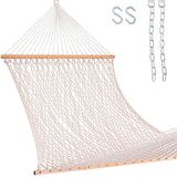 Lazy Daze Hammocks 12FT Double Rope Hammocks, 2 Person Hand Woven Cotton Hammock with Spreader Bar for Outdoor, Indoor, Patio, Poolside, FIT 13-15 Foot Stand, Max 450 Lbs, Natural, 141 x 57 inches Lazy Daze Hammocks