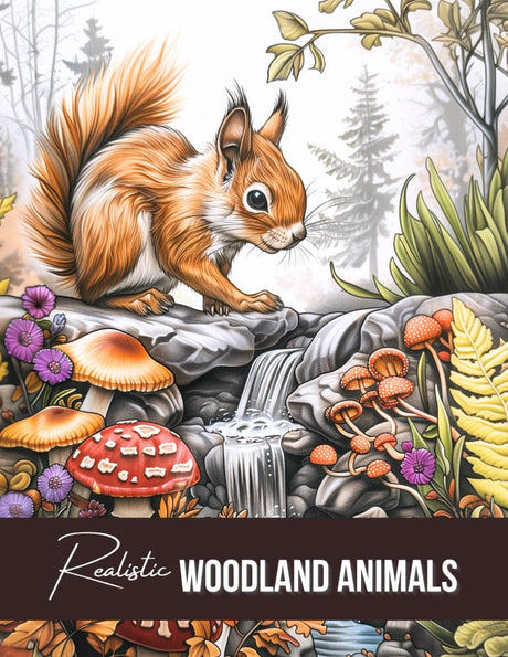 Realistic Woodland Animals & Forest Landscapes Coloring Book, a Nature Wildlife Activity for Teens, Adults & Seniors: Grayscale Wild Creatures & ... and Nature Coloring Books for Adults) WoodArtSupply