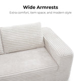 LIKIMIO 71" Loveseat Sofa in a Box - Plush Corduroy Deep Seat Couch, No Assembly Required, Space-Saving Design for Compact Living Room, Apartment, Home Office, Beige LIKIMIO