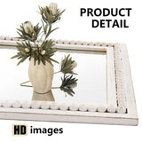 H HOMEWINS Rustic Rectangle Mirror, 22x30 Wooden Square Mirrors,Farmhouse Wall-Mounted White Beads Decor Mirror for Bedroom, Bathroom, Living Room,Vanity H HOMEWINS