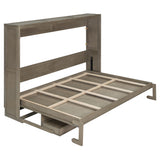 Merax Queen Size Murphy Bed with Vanity Desk and Center Mirror, Horizontal Murphy Bed Wall Hidden Beds with 2 Side Drawers for Adults, No Box Spring Needed, Distressed Gray Merax