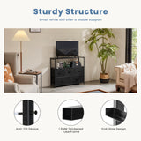 DUMOS TV Stand Dresser with 5 Fabric Storage Drawers, Media Console Featuring Open Shelf for 45 inch TV, Compact Entertainment Unit for Bedroom, Living Space, or Dorm Organization, Black DUMOS