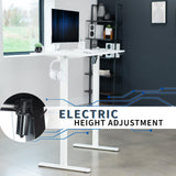 VIVO Electric Height Adjustable 44 x 24 inch Sit Stand Up Desk, Memory Controller, White Top White Frame, DESK-E144W VIVO