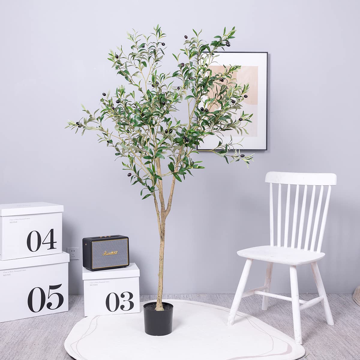 Hobyhoon Artificial Olive Tree, 6FT Tall Faux Silk Plant Artificial Tree in Potted Oliver Branch Leaves and Fruits for Modern Home Decor Indoor Hobyhoon