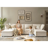 HULALA HOME 127'' Modular Sectional Sofa, Oversized U Shaped Couch with Storage Ottoman, Extra Deep Seat, Modern Comfy Chenille Sofa with Chaise, 6 Seat Convertible Couches for Living Room, Biege HULALA HOME