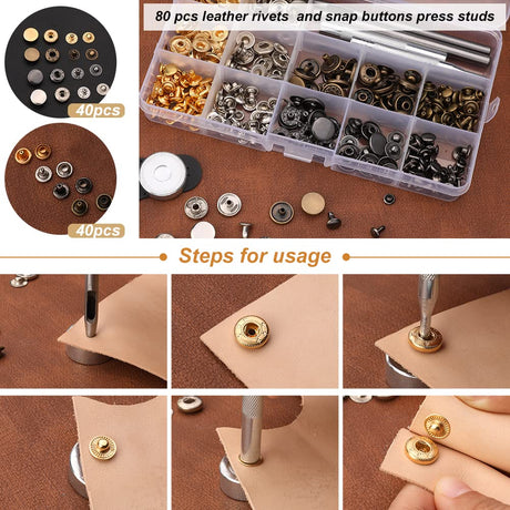 424 Pcs Leather Working Tools Leather Tools and Supplies with Instructions, Sewing Kit, Tool Holder, Wooden Storage Box, Stamping Set JUPEAN