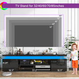 LED TV Stand for 85 Inch TV, Modern Gaming TV Stand with Power Outlet, High Gloss TV Console Entertainment Center with Storage for Living Room, Bedroom (74 Inch, Black) Hlivelood